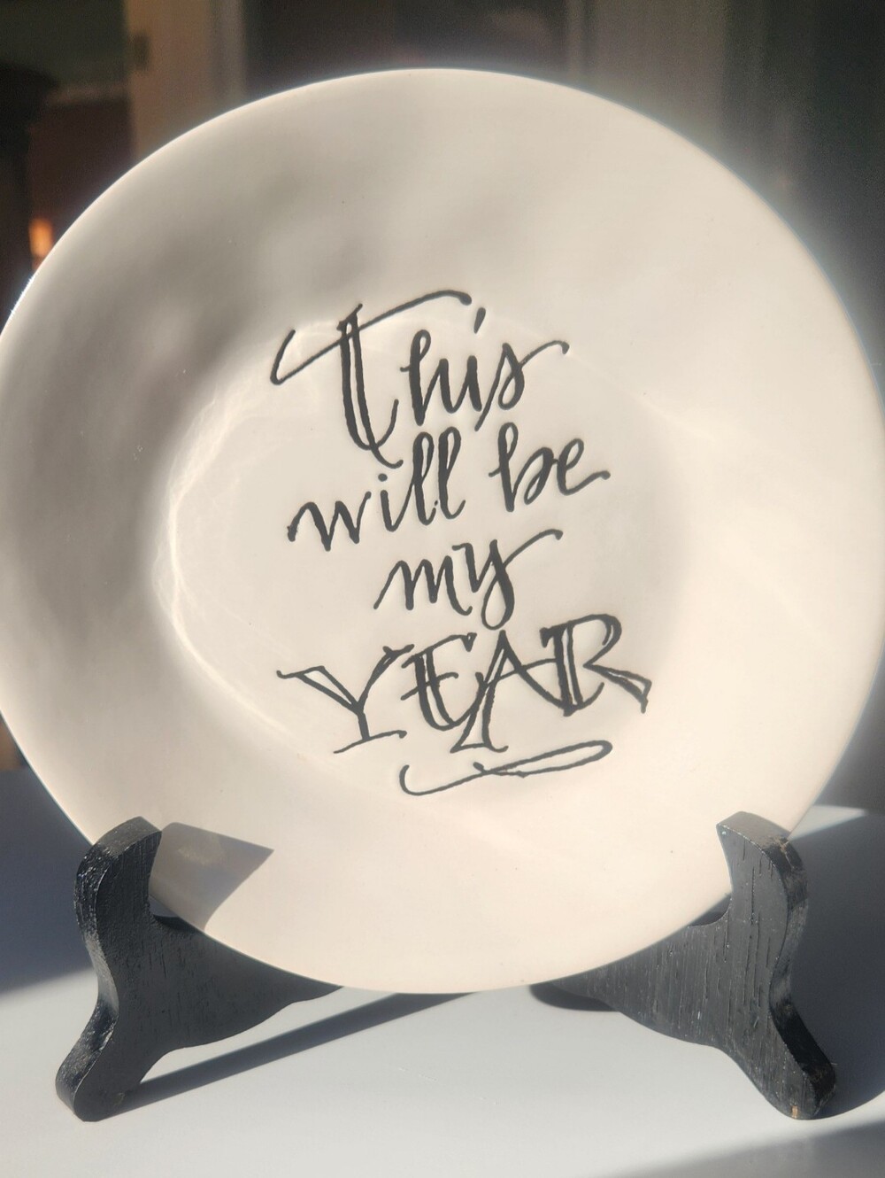Inspirational White Ceramic Plate - "This Will Be My Year"